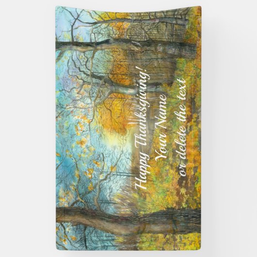 オークの木立の水絵画色の秋の黄金 横断幕 (縦)