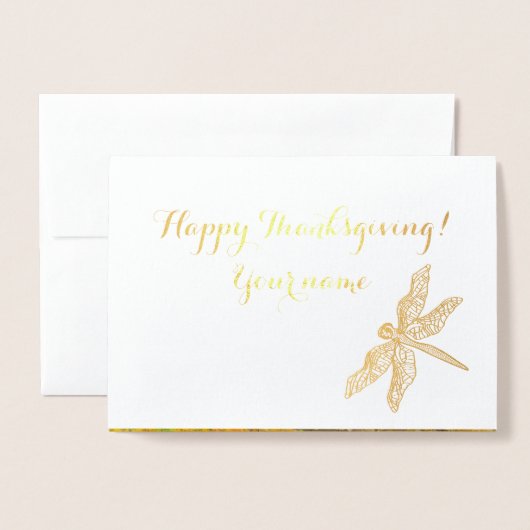 オークの木立の水絵画色の秋の黄金 箔カード (封筒付き正面)