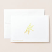 オークの木立の水絵画色の秋の黄金 箔カード (裏面封筒付き)