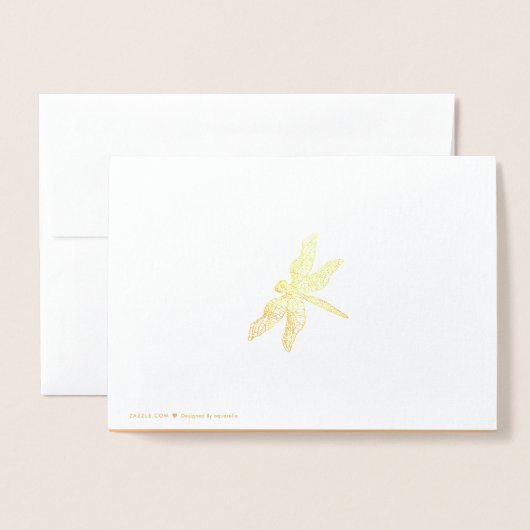 オークの木立の水絵画色の秋の黄金 箔カード (裏面封筒付き)