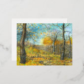 オークの木立の水色の秋の黄金 箔シーズンポストカード (正面/裏面)