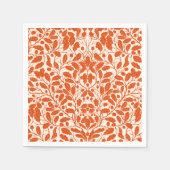 オークの枝や離れ、ダマスクのパターンの暗い スタンダードカクテルナプキン (正面)