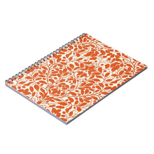 オークの枝や離れ、ダマスクのパターンの暗い ノートブック (左側)