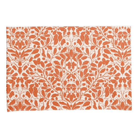 オークの枝や離れ、ダマスクのパターンの暗い 枕カバー (正面右)