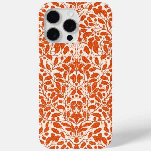 オークの枝や離れ、ダマスクのパターンの暗い Case-Mate iPhoneケース (裏面)