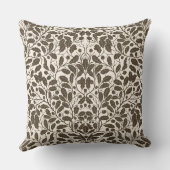 オークの枝離れと、茶色のダマスクのパターンa クッション (裏面)