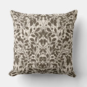 オークの枝離れと、茶色のダマスクのパターンa クッション (正面)