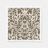 オークの枝離れと、茶色のダマスクのパターンa スタンダードカクテルナプキン (正面)