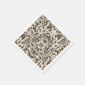 オークの枝離れと、茶色のダマスクのパターンa スタンダードカクテルナプキン (角)