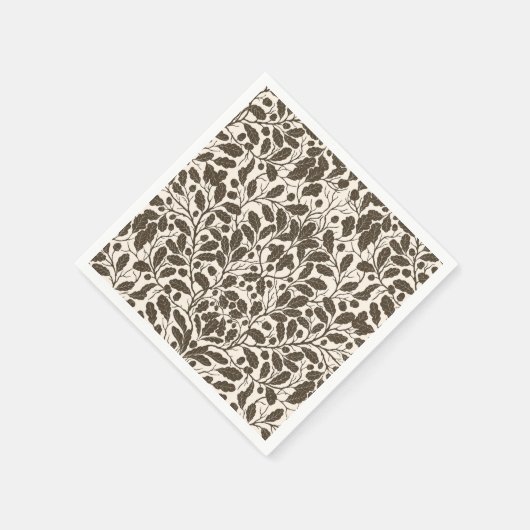 オークの枝離れと、茶色のダマスクのパターンa スタンダードカクテルナプキン (角)