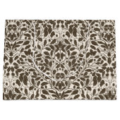 オークの枝離れと、茶色のダマスクのパターンa ラージペーパーバッグ (正面)