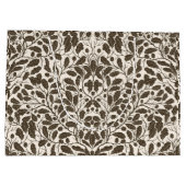 オークの枝離れと、茶色のダマスクのパターンa ラージペーパーバッグ (裏面)