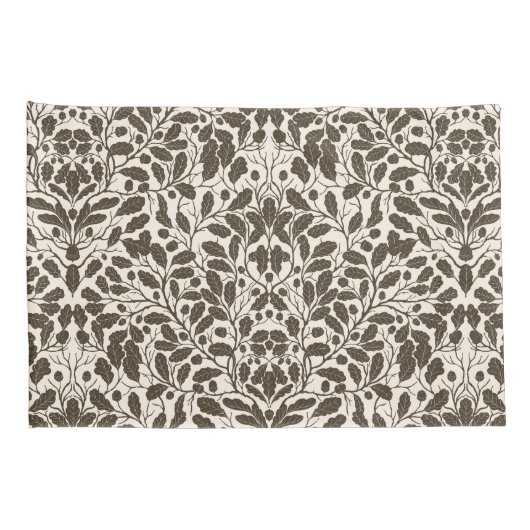 オークの枝離れと、茶色のダマスクのパターンa 枕カバー (裏面-右)