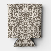 オークの枝離れと、茶色のダマスクのパターンa 缶クーラー (正面)