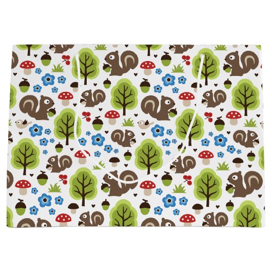 オークの森の模様のリス ラージペーパーバッグ (正面)