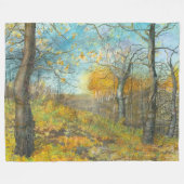 オークの森の秋の黄金 フリースブランケット (正面(横))