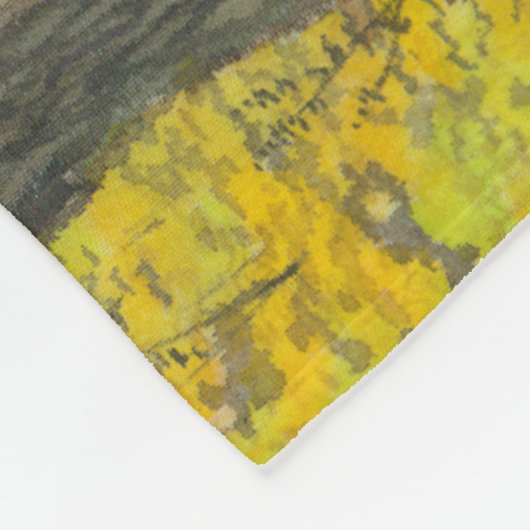 オークの森の秋の黄金 フリースブランケット (角)