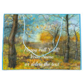 オークの森の黄金の秋の水彩画 ラージペーパーバッグ (正面)