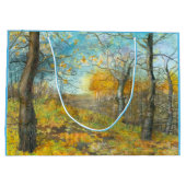 オークの森の黄金の秋の水彩画 ラージペーパーバッグ (裏面)