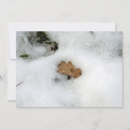 オークの葉が雪のホリデーカードに横たわる シーズンカード
