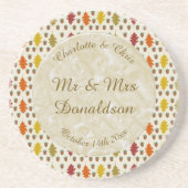 オークの葉とどんぐりが落ちる秋の結婚式の習慣 コースター (正面)