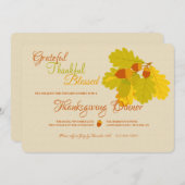 オークの葉とどんぐりの招待状 招待状 (正面/裏面)