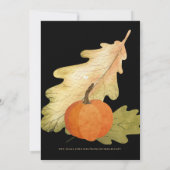 オークの葉とカボチャの黒い感謝祭ディナー 招待状 (裏面)