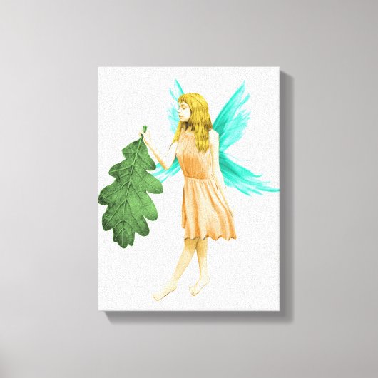 オークの葉を持つオークの木の妖精 キャンバスプリント (正面)
