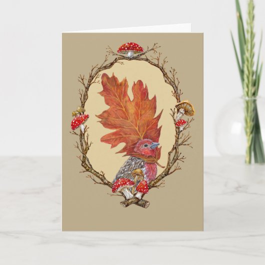 オークの葉カード付きハウスフィンチ カード (正面)