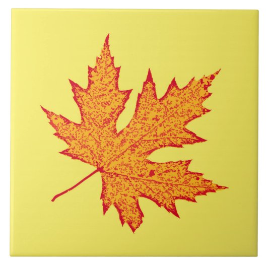 オークの葉 – オレンジとマスタード金ゴールド タイル (正面)