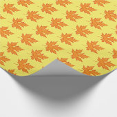 オークの葉 – オレンジとマスタード金ゴールド ラッピングペーパー (角)