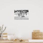 オークの霧が立った野原の馬 ポスター (キッチン)