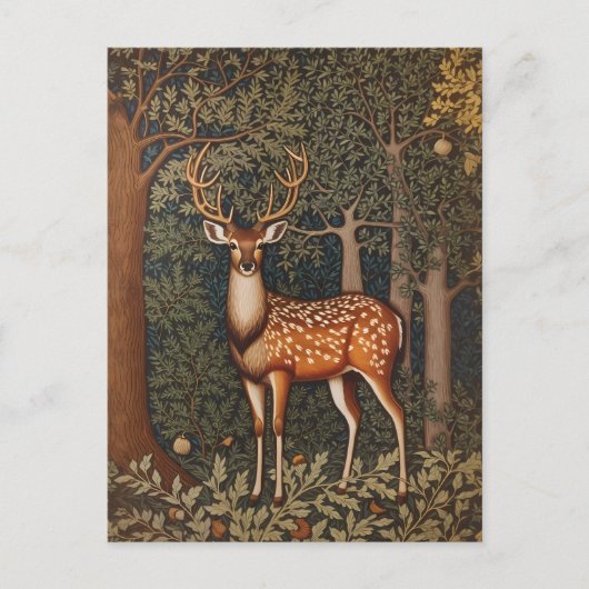 オークエレガントの木の森の鹿 ポストカード (正面)