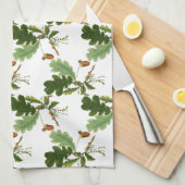 オークエレガントの葉とアコーン キッチンタオル (四つ折り)