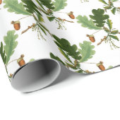 オークエレガントの葉とアコーン ラッピングペーパー (ロールコーナー)