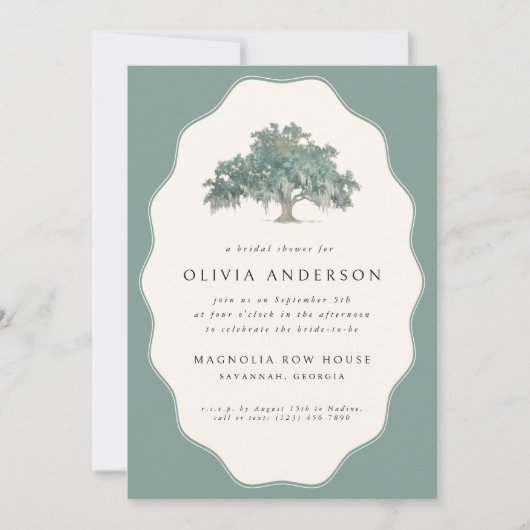 オークエレガントツリーサザン結婚ズブライダルシャワー 招待状 (正面)