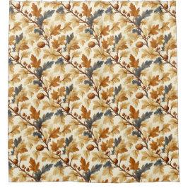 オークエレガントリーフ&ピネコン秋パターン シャワーカーテン