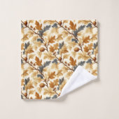 オークエレガントリーフ&ピネコン秋パターン バスタオルセット (ウォッシュタオル)