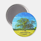 オークカラフルツリー絵画ズforファミリーお祝い マグネット (正面/裏面)