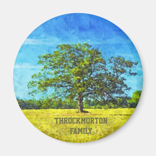 オークカラフルツリー絵画ズforファミリーお祝い マグネット (正面)