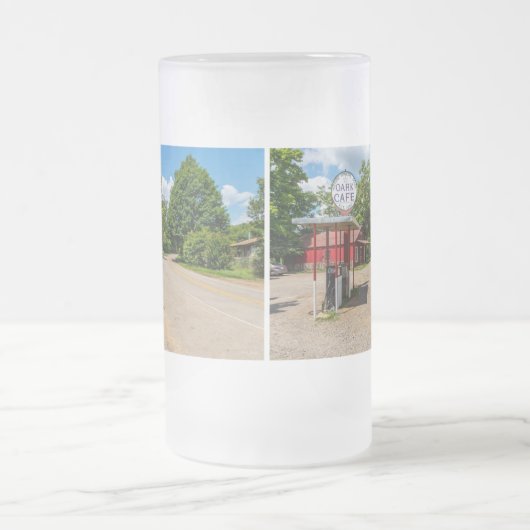 オークガスステーション曇りガラスビアマグ フロストグラスビールジョッキ (中央)