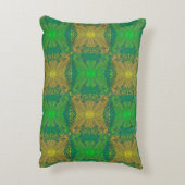 オークキング、ボヘミアの花のパターン、緑と黄色 アクセントクッション (裏面(縦))