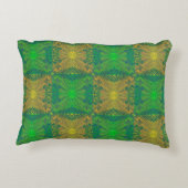 オークキング、ボヘミアの花のパターン、緑と黄色 アクセントクッション (裏面)