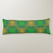 オークキング、ボヘミアの花のパターン、緑と黄色 ボディピロー (裏面)