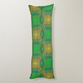 オークキング、ボヘミアの花のパターン、緑と黄色 ボディピロー (裏面 (縦))