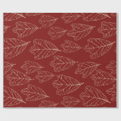 オークコンテンポラリー葉パターンのラップ紙 ラッピングペーパー (フラット)