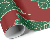 オークコンテンポラリー葉パターンのラップ紙 ラッピングペーパー (ロールコーナー)