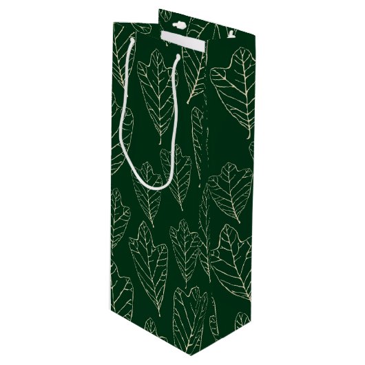 オークコンテンポラリー葉パターン抱き枕 ワインギフトバッグ (正面アングル)