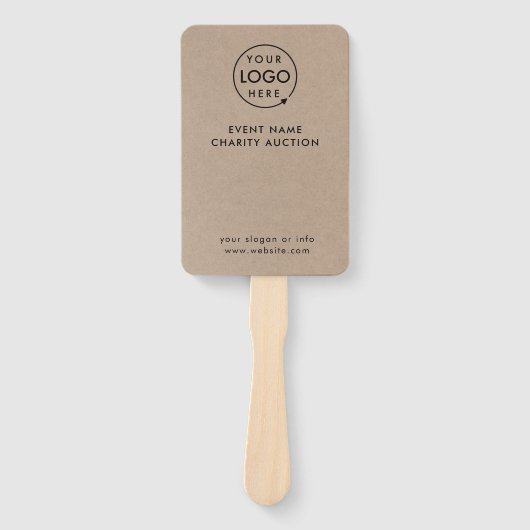 オークションパドル |チャリティイベント素朴Kraftロゴ ハンドファン (正面)