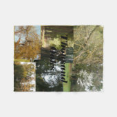 オークスと常緑樹の1000のオークの景色 フリースブランケット (正面(横))